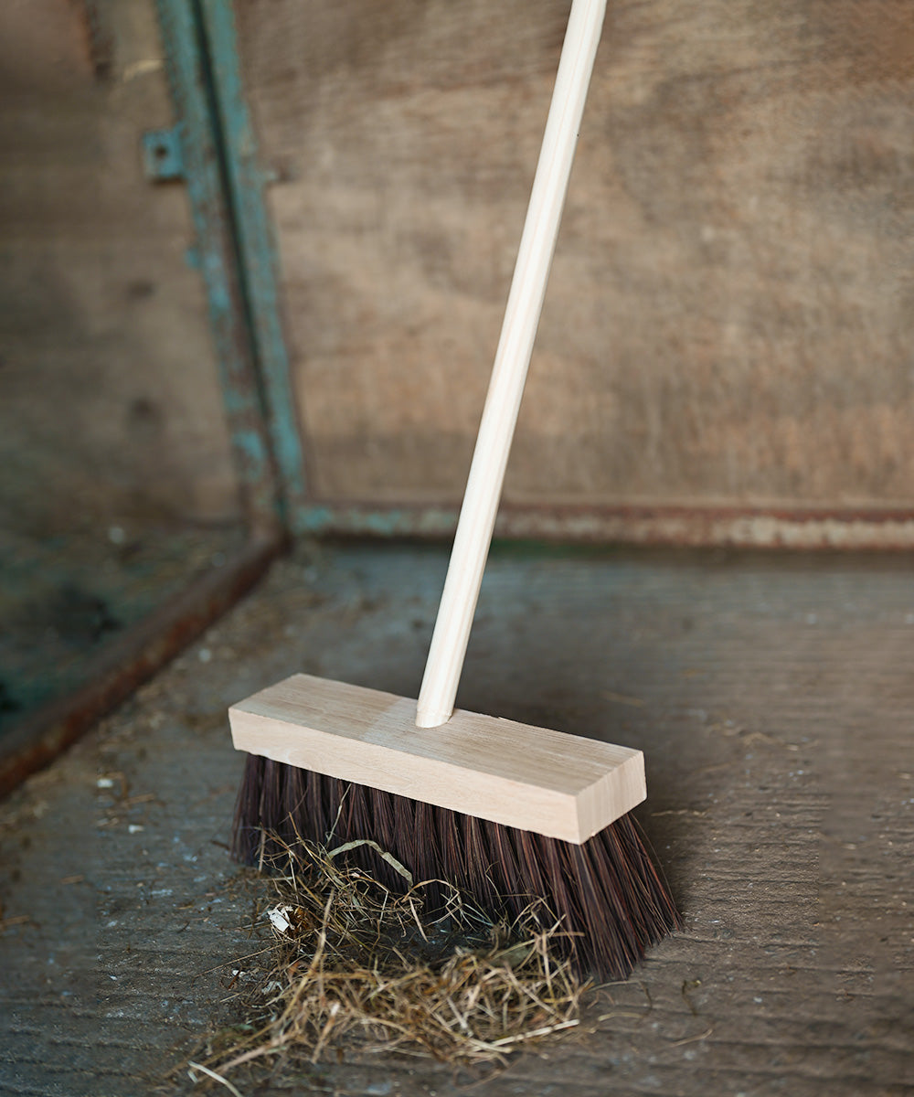 Traditional Wooden Flat Top Broom With Handle - Stiff